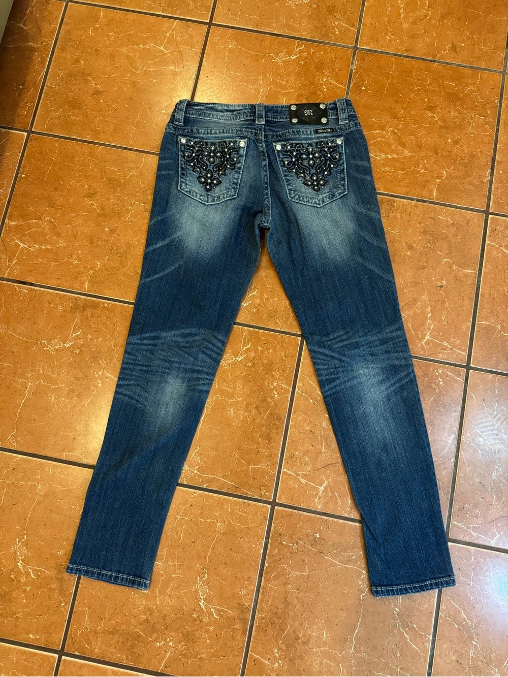 Miss Me Dark Blue Embellished Skinny Jeans